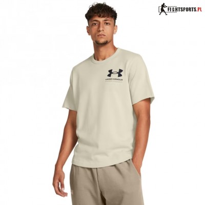 UNDER ARMOUR KOSZULKA RIVAL TERRY COLORBLOCK SAND BEŻ